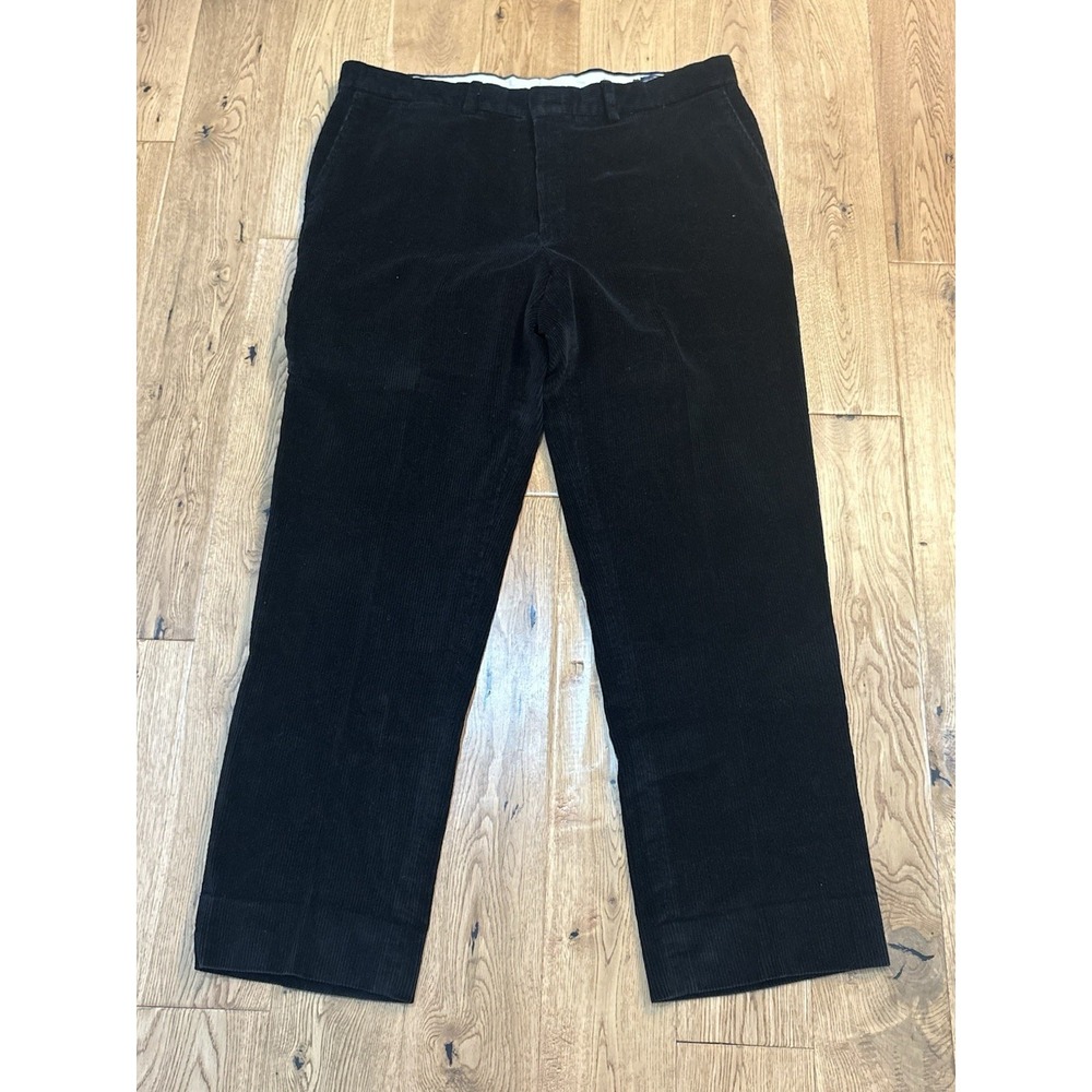 J. Press Men's Black Flat Front Corduroy Pants‎ 40x32 Made In USA